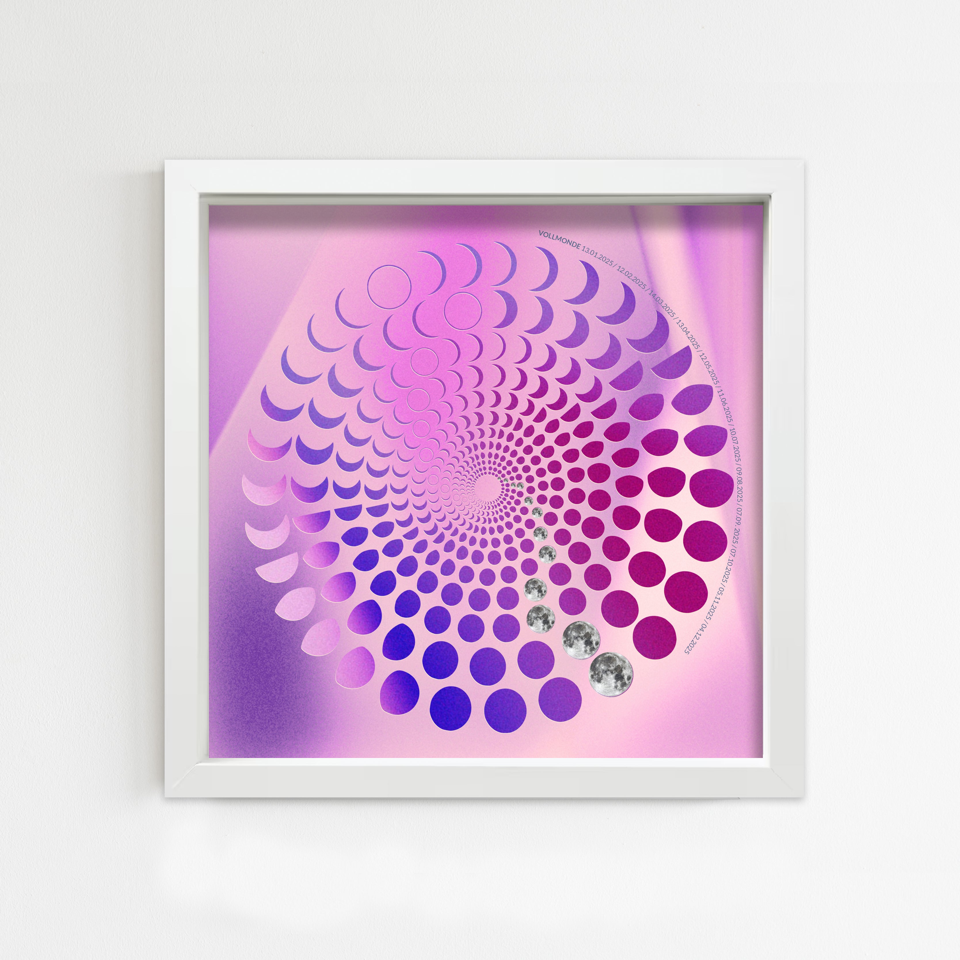 Lollipop Mondphasen Edition 2025 – Quadratischer Kunstdruck von Theresa Lambrecht. Hochwertige Moon Phase Art, limitierte Edition, perfekt für Designliebhaber und Sammler.