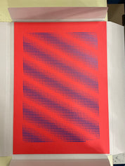 3650 Moons Limitierte Edition – Siebdruck Mondkunst in Rot von Theresa Lambrecht, kosmisches Muster auf 50x70 cm Papier.